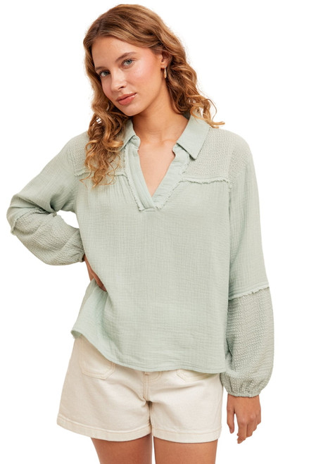 West & Wild Womens Seafoam Long Sleeve Shirt