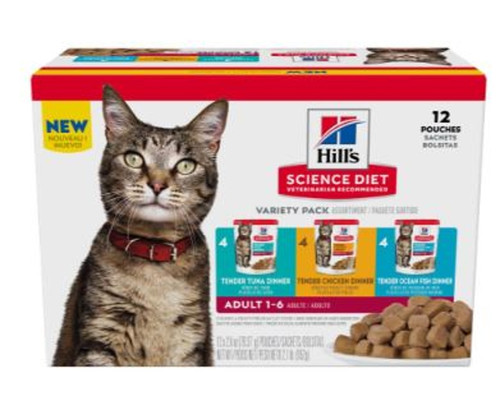 Hills Science Diet Adult Chicken, Tuna and Ocean Fish Pouch 2.8OZ 12 Pack