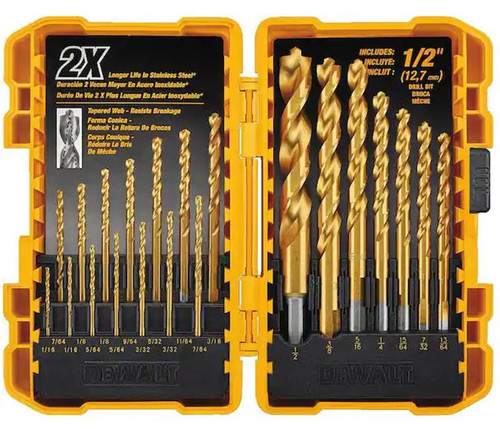 DeWalt DW1361 Titanium Nitride Coated Pilot Point Drill Bit Set (21-Piece)