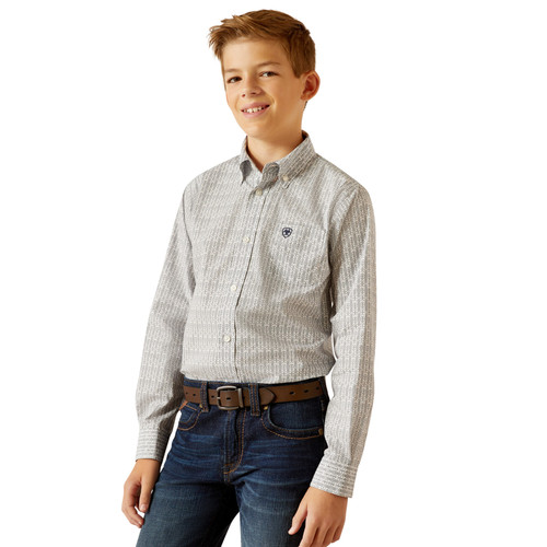 Ariat Boys White Reign Long Sleeve Button Up Shirt
