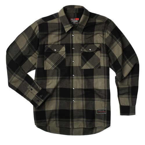 Troll Co. Mens Black Gridlock Long Sleeve Flannel Shirt