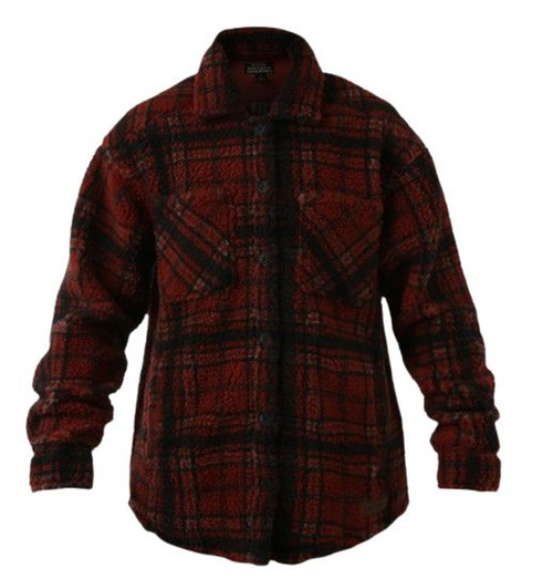 Noble Outfitters Womens Brick Red Sherpa Shacket
