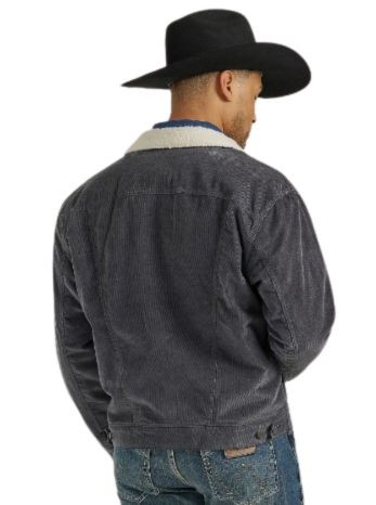 Wrangler Mens Rustic Stone Cowboy Cut Sherpa Lined Corduroy Jacket