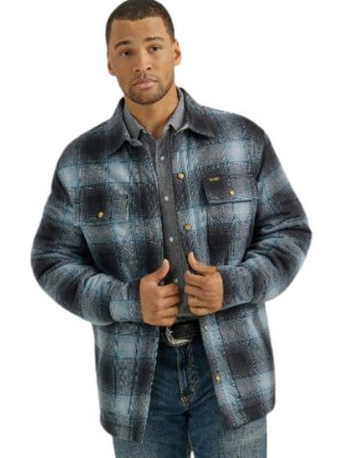 Wrangler Mens Mid-State Sherpa Lined Flannel Shacket