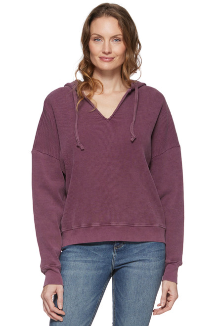 Threadgrit Ladies Ruthie Thermal Knit Long Sleeve Hoodie