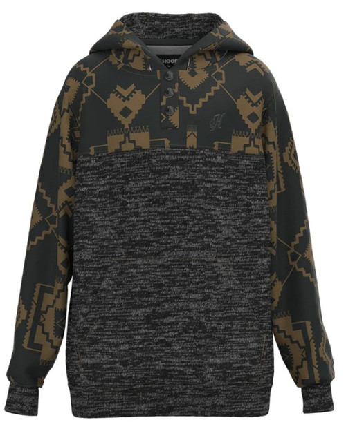 Hooey Men's Black "Jimmy" Hoodie with Tan Aztec Print Long Sleeve Pullover