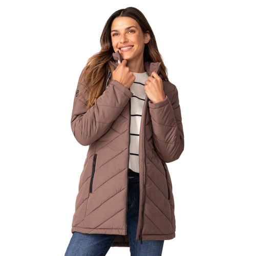Free Country Women's Toffee Long Hybrid Zip Up Jacket