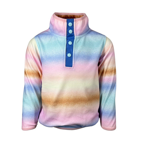 Kids Pulse Girls Quarter Snap Tie Dye Long Sleeve Pullover