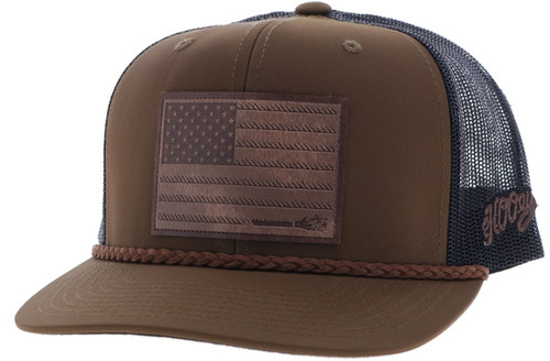 Hooey Boys Youth Brown Liberty Roper American Flag Patch Snapback Hat OS