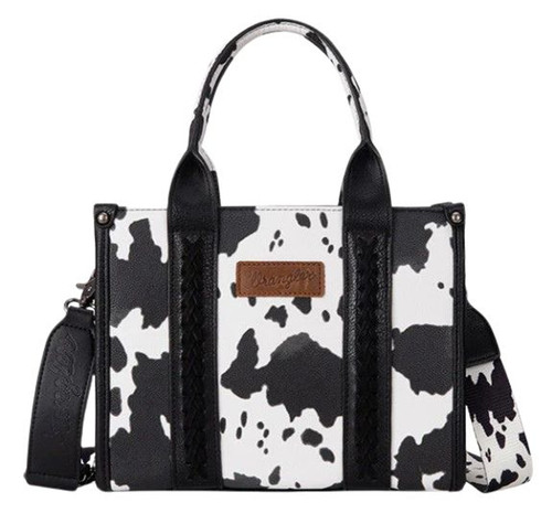 Wrangler Black Cow Print Concealed Carry Tote Bag