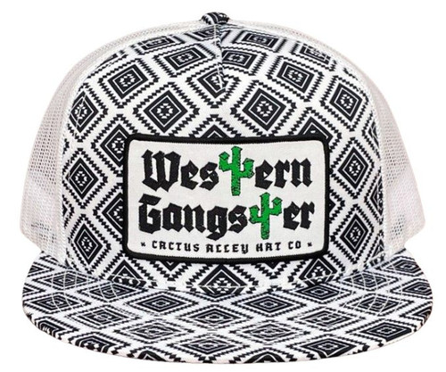Cactus Alley Hat Limited Edition "Western Gangster" Black & White Aztec Snapback Hat OS