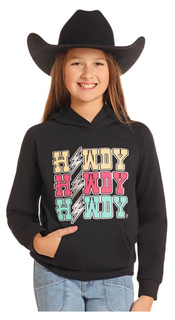 Rock & Roll Denim Girl's Black Howdy Graphic Hoodie