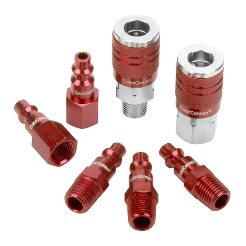 Legacy ColorConnex Type D Industrial Air Compressor Coupler & Plug Kit - Red 
