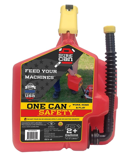 SUREcan Safety Can, 2.2 gal Capacity, HDPE, Red