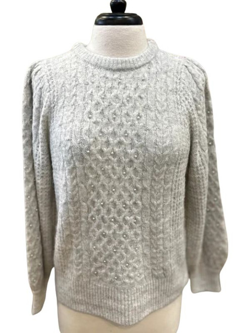 Keren Hart Womens Pearl Knit Long Sleeve Sweater