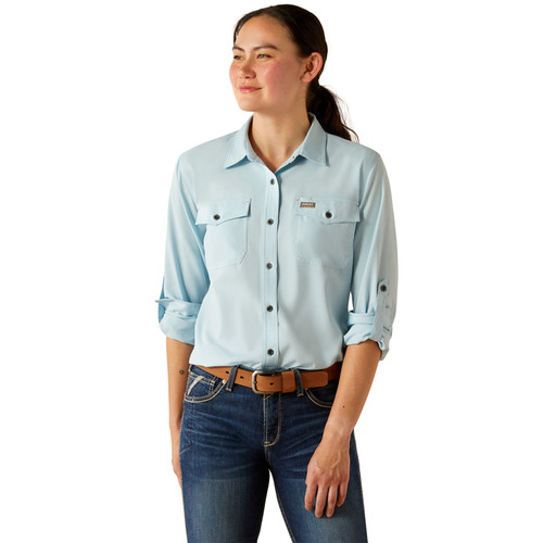 Ariat Women's Milky Blue Rebar Made Tough VentTEK DuraStretch Long Sleeve Work Shirt