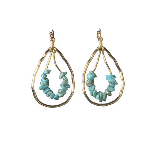 Blazin Roxx Ladies Earrings - Gold with Turquoise Stones