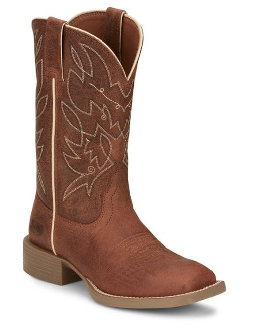 Justin women's Roasted Cognac Brown Halter 11" Western Square Toe Boots