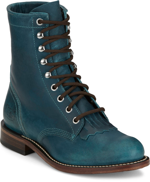 Justin women's Turquoise McKean 7" Lace Up Roper Boots