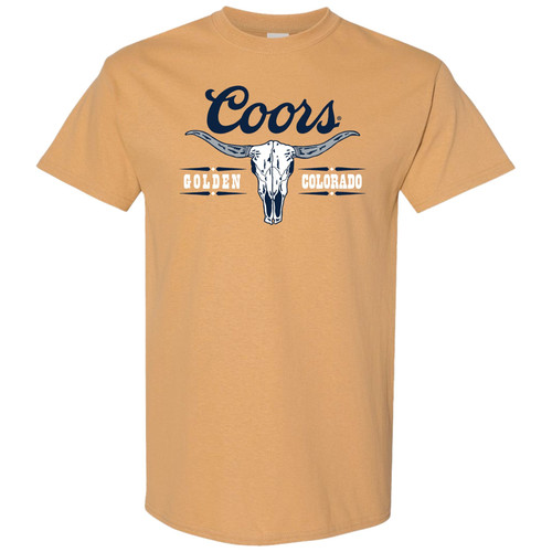 Brew City Men's Gold Coors Golden CO Skull Graphic Short Sleeve T-Shirt