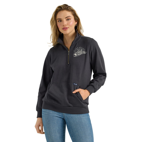 Wrangler Womens Retro Vintage Black Quarter Zip Pullover