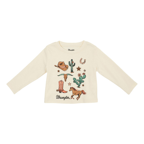 Wrangler Girls White Western Long Sleeve Shirt
