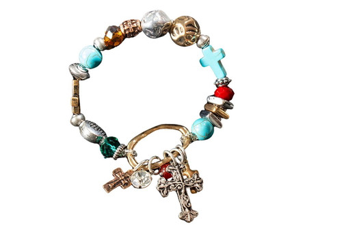 Blazin Roxx  Multi Colored Cross Bracelet