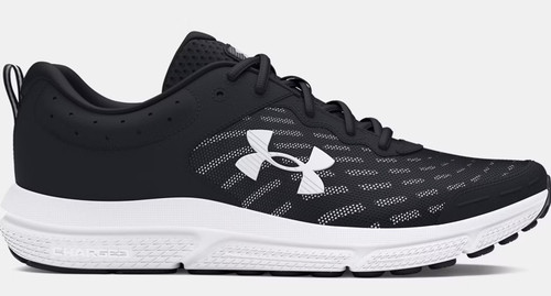 Under Armour Mens Black and White Charged Assert 10 Running Shoes
