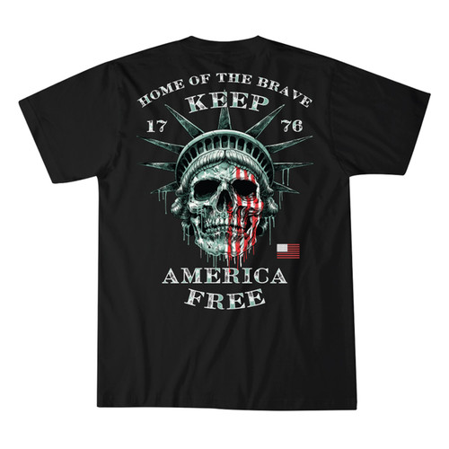 Howitzer Men's Black Liberty Skull Graphic Short Sleeve T-Shirt