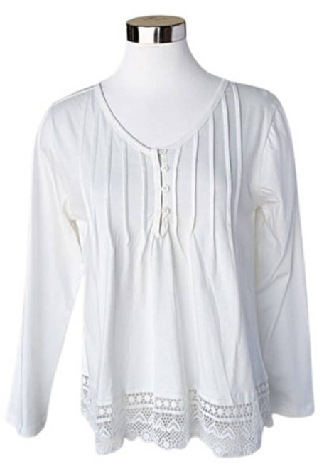 Keren Hart Women's Long Sleeve White Pleated Top