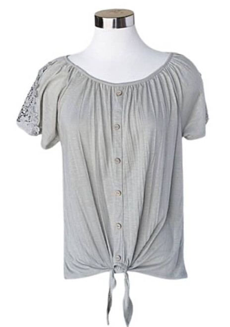 Karen Hart Women's Short Sleeve Sage Tie Top