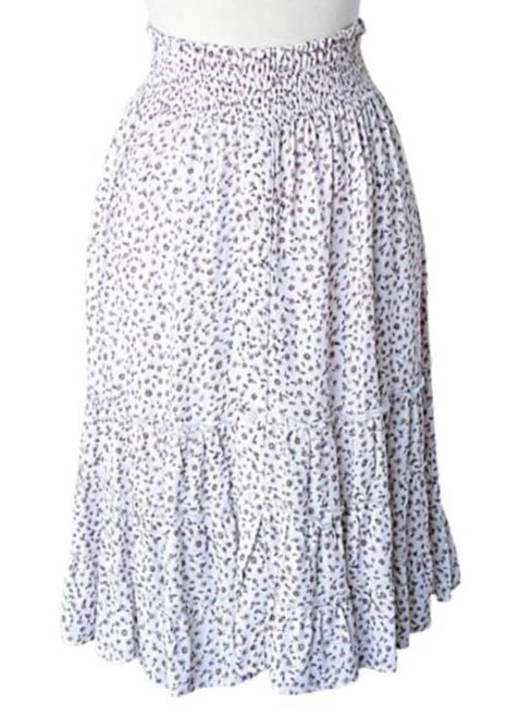 Karen Hart Women's Ruffled White Floral Skirt