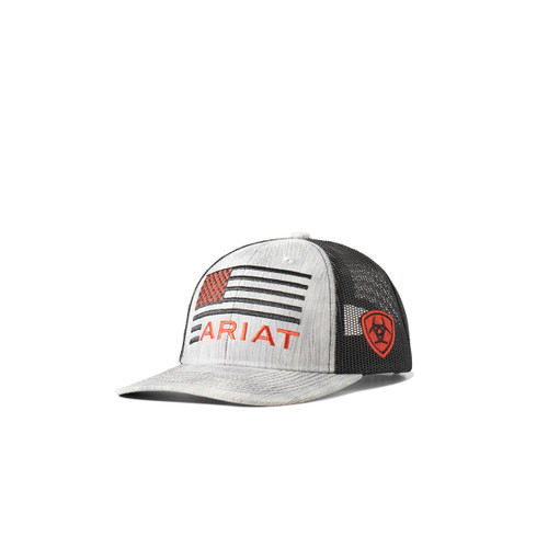 Ariat Youth Black and Red Embroidered American Flag Snapback