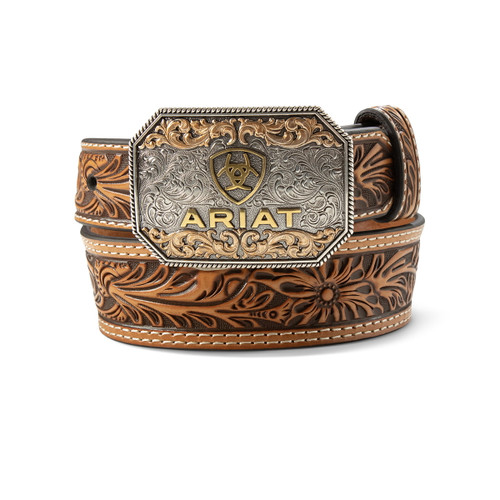 Ariat Boys Youth Tan Embroidered Floral Belt