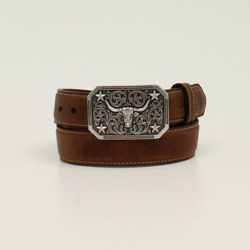 M&F Boys Brown 3D Longhorn Belt