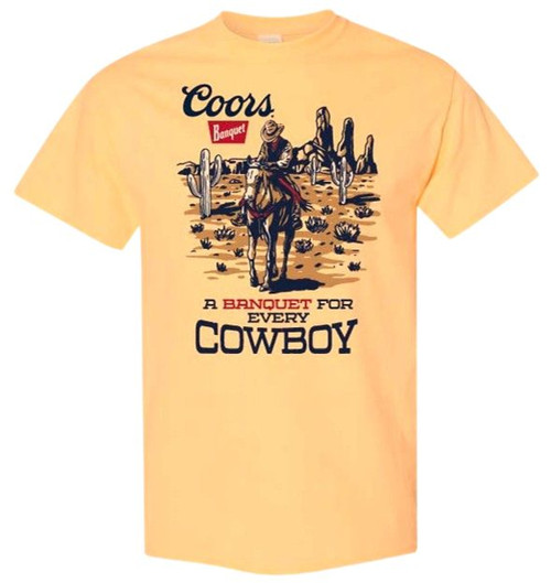 Brew City Yellow Haze Coors Banquet Lone Cowboy Desert Graphic Short Sleeve T-Shirt