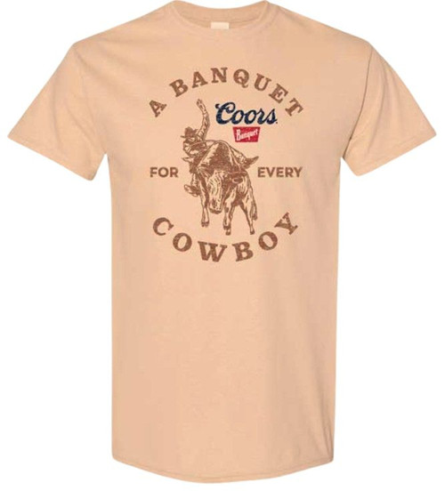 Brew City 5000 Sand Coors Banquet Bull Riding Graphic Short Sleeve T-Shirt