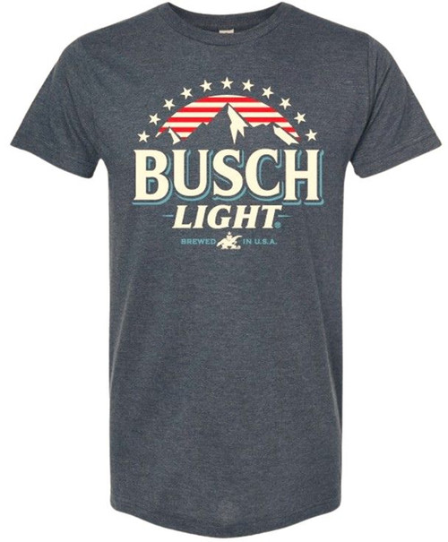 Brew City Heather Denim Busch Light Patriotic Logo Short Sleeve T-Shirt