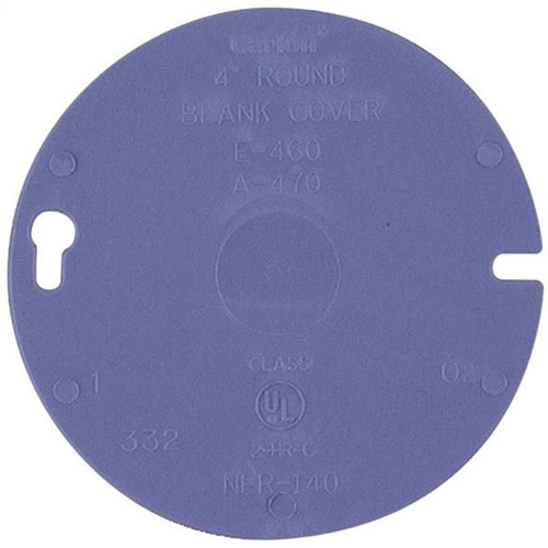 Thomas & Betts Blank Round Outlet Box Cover 4in - Blue