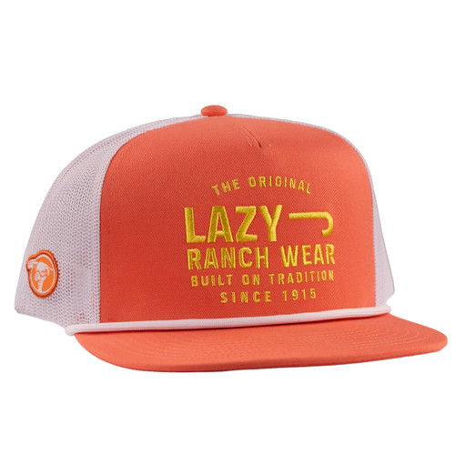 Lazy J Ranch Men's Coral and White Untroubled Classic Rope Trucker Hat