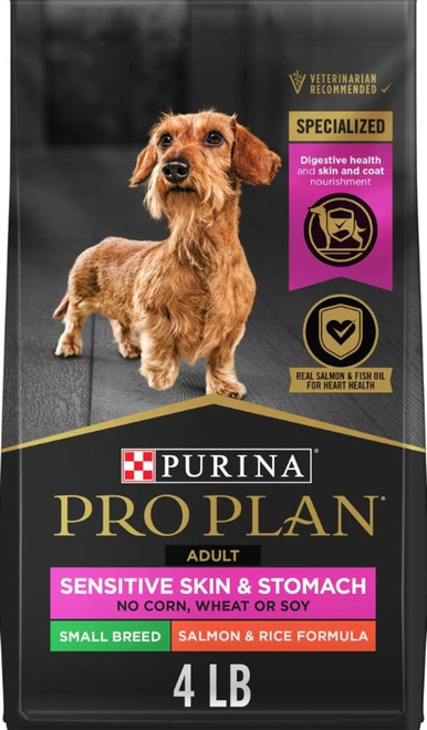 Purina Pro Plan Small Breed Adult Sensitive Skin & Stomach Formula Dry Dog Food, 4-lb bag