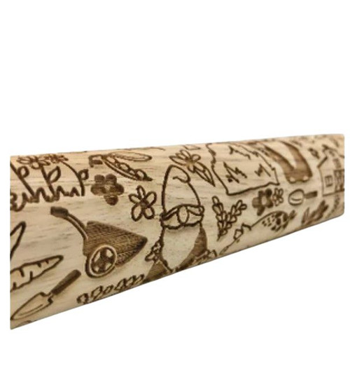 Sweet Rolling Pins Farmer Gnomes Embossed Rolling Pin