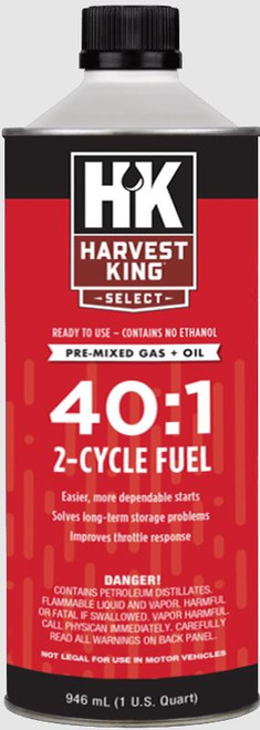 Harvest King Pre-Mixed Gas & Oil 40:1 2-Cycle Fuel - 1 Quart