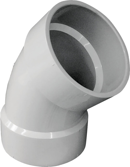 Canplas Sanitary Pipe Elbow, 4 in, Hub, 45 deg Angle, PVC, White