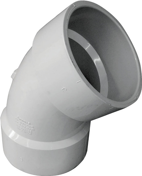 Canplas Sanitary Pipe Elbow, 3 in, Hub, 45 deg Angle, PVC