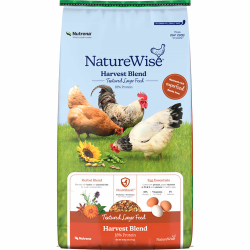 Nutrena NatureWise Harvest Blend 18% Protein Textured Layer Chicken Feed, 40 lb Bag