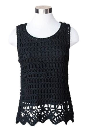 Keren Hart Women's Black Crochet Tank top