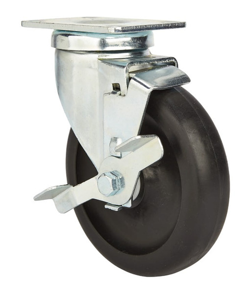 Precision 5" Plastic Swivel Plate Caster with Brake