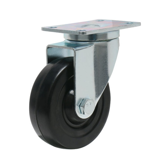 Precision 4" Rubber Wheel Swivel Plate Caster
