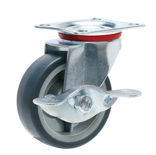 Precision TPR Swivel Plate Caster with Brake